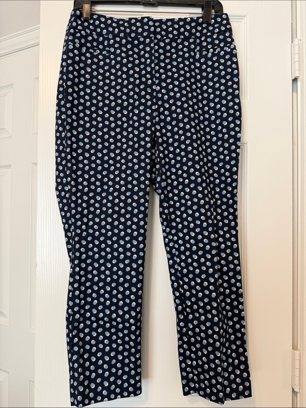Ann Taylor Factory Navy & Light Blue Polka Dot Straight-Leg Pants